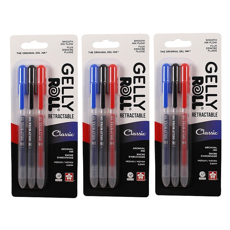 Sakura Classic Retractable Pen, Liquid Ink, Multicolor Ink, 3/Bundle (SAK50600-3) image 1