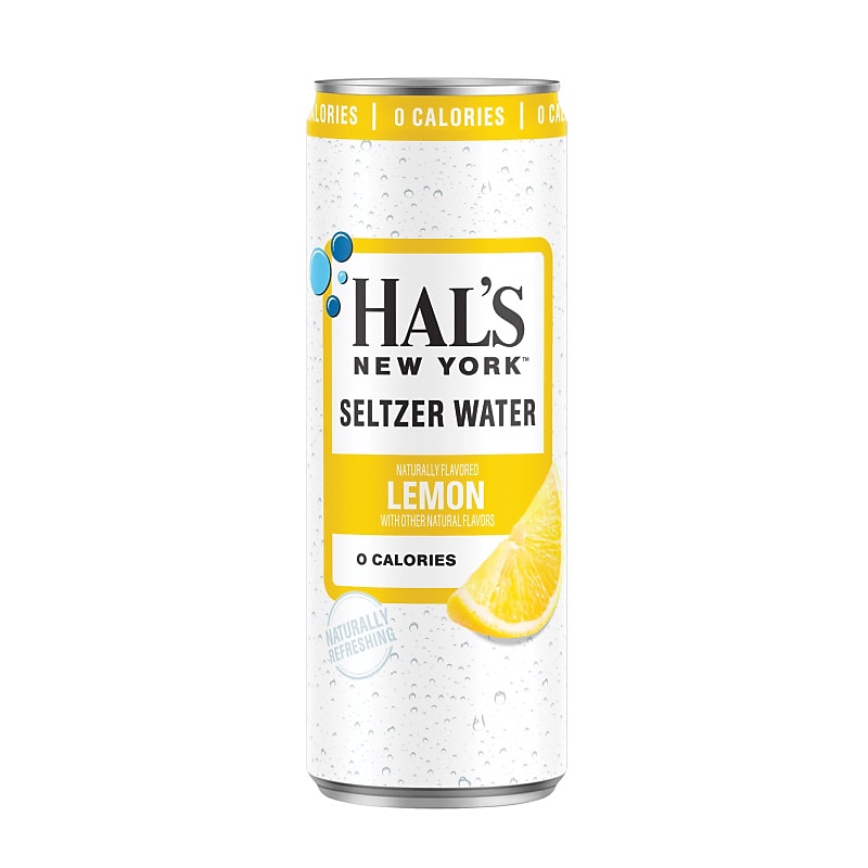 Hal's New York Lemon Sparkling Seltzer Water, 12 oz., 24 Cans/Carton (695503) image 1