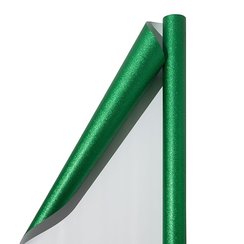 JAM Paper Christmas Wrapping Paper, 20' x 30", Green Glitter (354537263) image 1