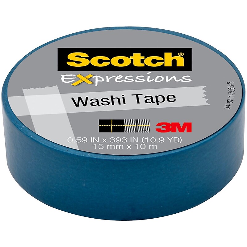 Scotch® Expressions Washi Tape, 0.59" x 10.91 yds., Blue (C314-BLU) image 1