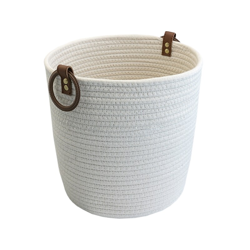 Martha Stewart Fabric Basket with Handles, Cream (MS111D) image 1