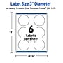 Avery Laser/Inkjet Circle Multipurpose Labels, 3" Dia., White, 60/Pack (S00-DJ9)~#|#~9FCBE7FF-22CE-4CA0-A957116C1E6D076C_sc7