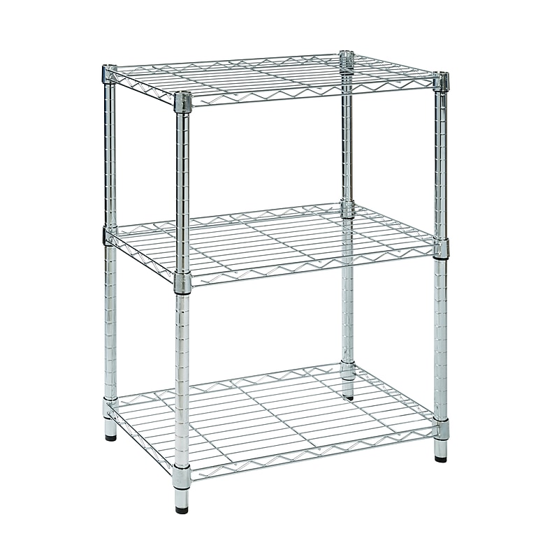 Honey-Can-Do 3-Shelf Metal Unit, 24"W, Chrome (SHF-01903) image 1