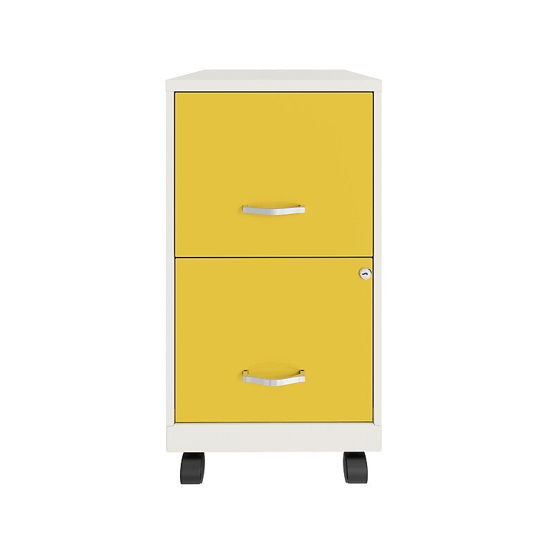 Space Solutions SOHO Smart File 2-Drawer Mobile Vertical File Cabinet, Letter Size, Lockable, Pearl White/Goldfinch (25337) image 1