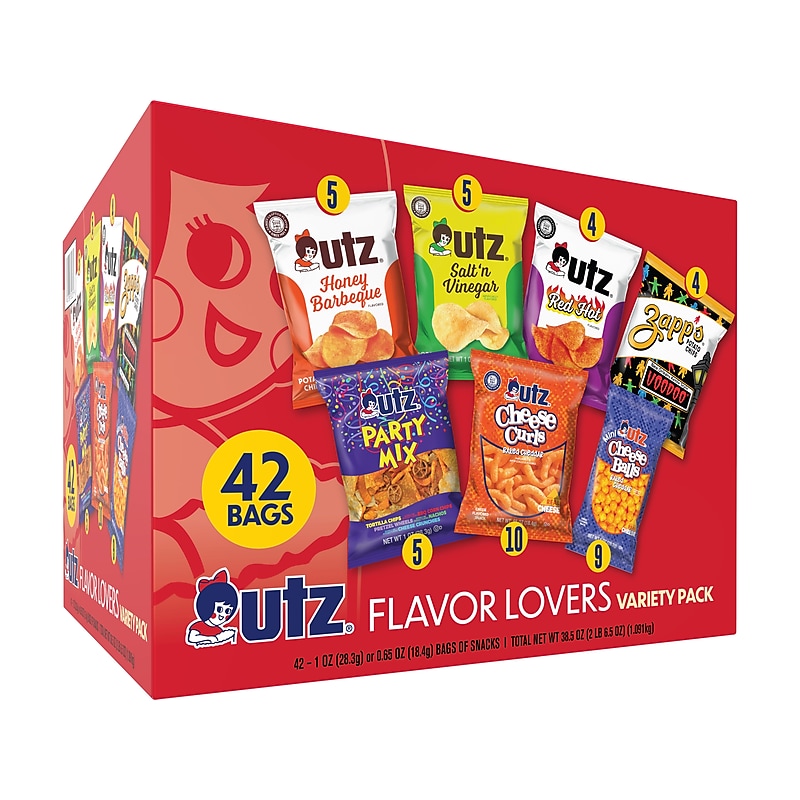 Utz Flavor Lovers Gluten Free Variety Pack, 38.5 oz., 42 Bags/Carton (35354) image 1
