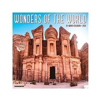 2024 Willow Creek Wonders of the World 12" x 12" Monthly Wall Calendar, Brown/Blue (37539)