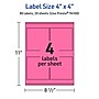 Avery Laser/Inkjet Square Multipurpose Labels, 4" x 4", Bright Pink, 80/Pack (94100)~#|#~9FDA25EE-3B7D-401D-AF7765CD46ABED33_sc7