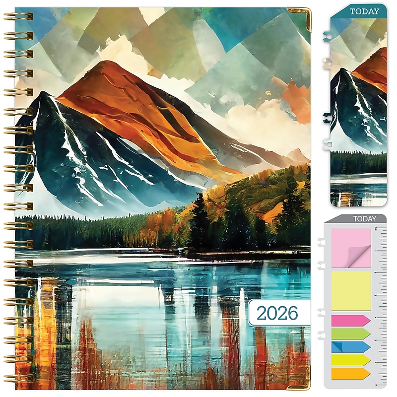 2026 Global Printed Products 8.5" x 11" Weekly & Monthly Planner, Paperboard Cover, Lake View (FSHN-CY26-8511-82) image 1