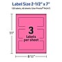 Avery Laser/Inkjet Rectangle Multipurpose Labels, 2.5" x 7", Bright Pink, 120/Pack (94247)~#|#~9FE5910B-81C9-4F89-AD5BDBC8DD931329_sc7