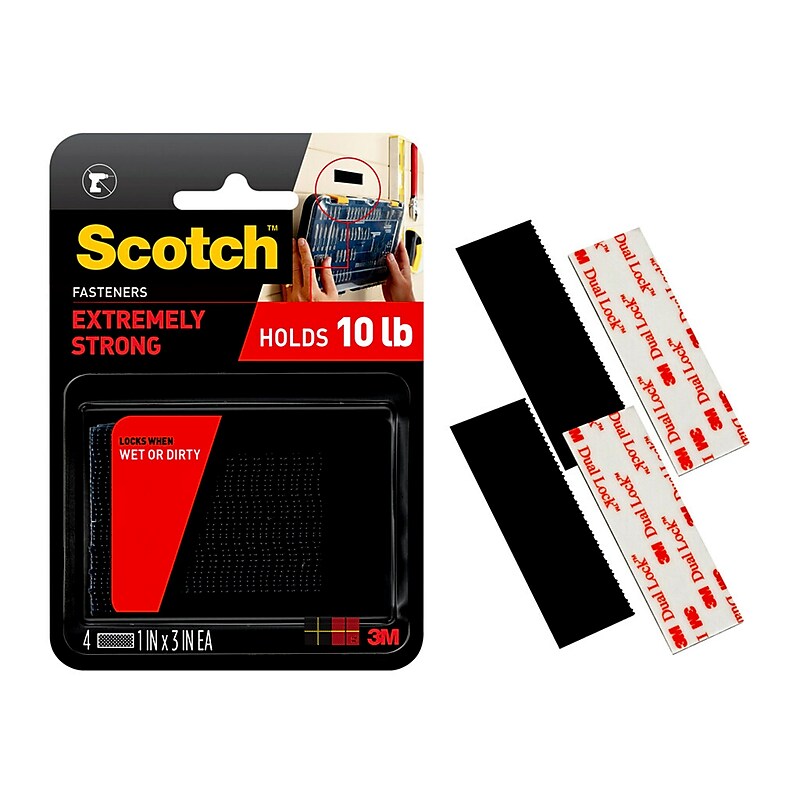 Scotch® Extreme Fasteners, Black, 4/Pack (RF6731) image 1