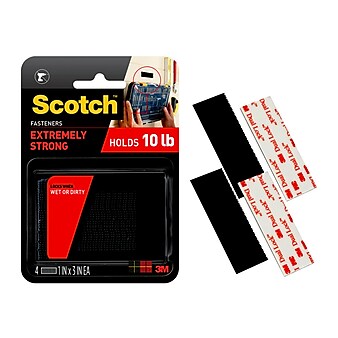 Scotch® Extreme Fasteners, Black, 4/Pack (RF6731)
