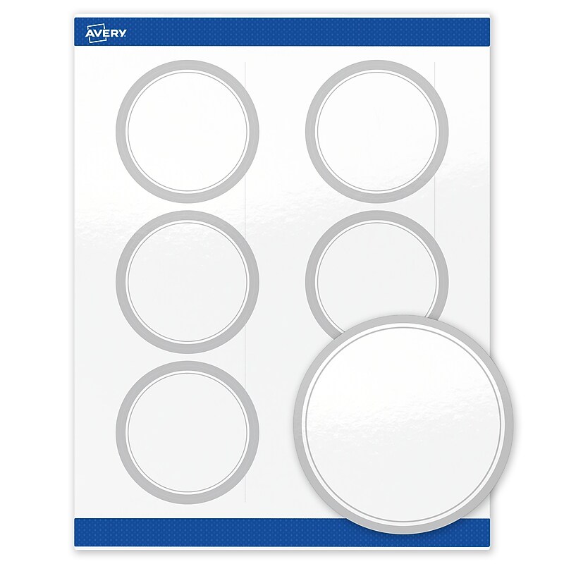 Avery Round Laser/Inkjet Multipurpose Labels, 3" Dia., White, 60/Pack (19479399965) image 1