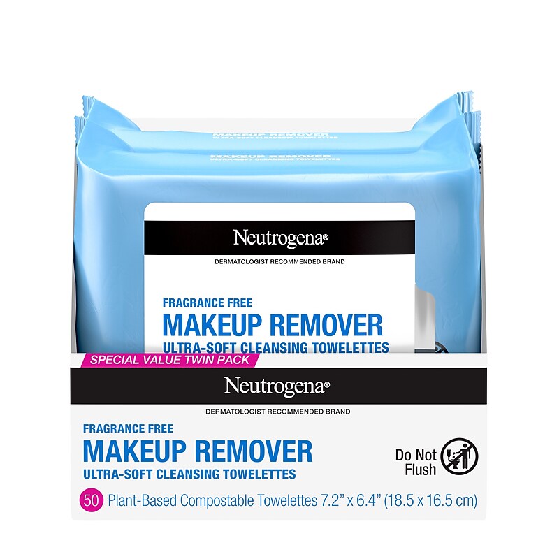 Neutrogena Makeup Remover Cleansing Towelettes, Fragrance Free, 25 Count, Pack of 2 (20014) image 1