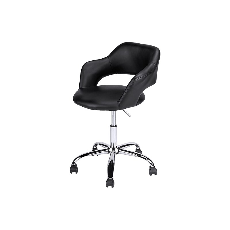 Monarch Specialties Inc. Armless Faux Leather Swivel Computer and Desk Chair, Black (I 7298) image 1
