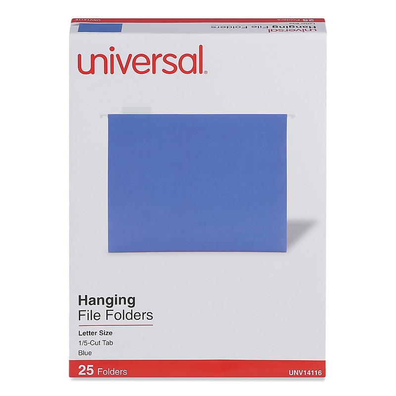 Universal Recycled Hanging File Folder, Letter Size, Blue, 25/Box (UNV14116) image 1