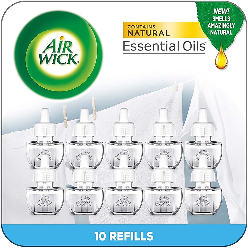 Air Wick Essential Oils Scented Oil Refill, Fresh Waters, 0.67 fl. oz., 10/Pack (01920) image 1