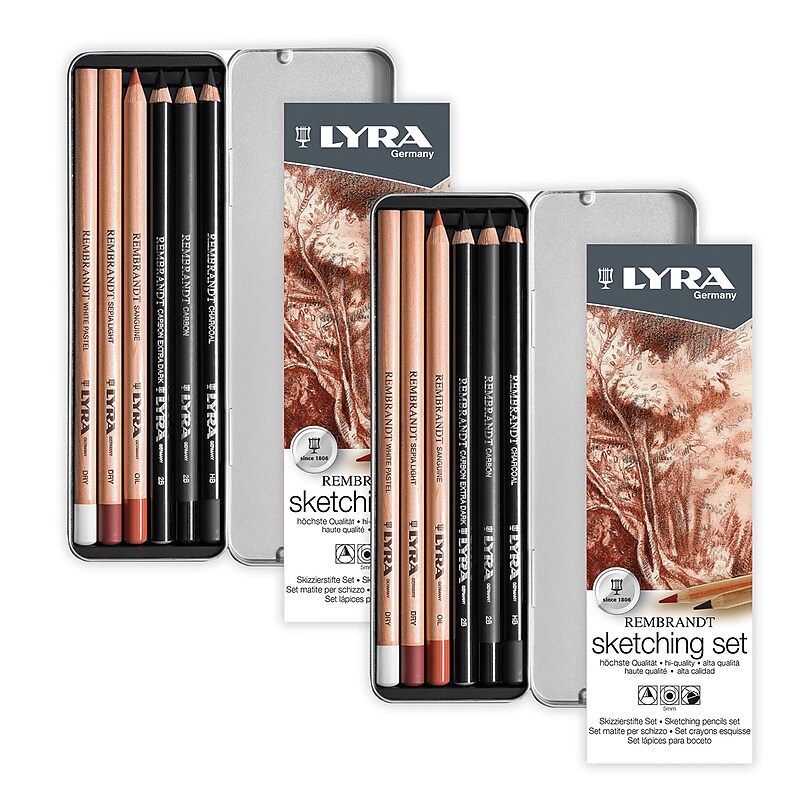 Lyra Rembrandt Sketching Pencil Set, Assorted Colors, 6/Set, 2 Sets/Bundle (LYXL2051060-2) image 1