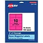 Avery Laser/Inkjet Multipurpose Labels, 4"  x 2", Neon Magenta, 100/Pack (94733)~#|#~A0271022-0EBA-46EA-9AE7F1223F569250_sc7