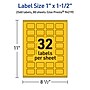 Avery Laser/Inkjet Rectangle Multipurpose Labels, 1" x 1.5", Bright Yellow, 2560/Box (94219)~#|#~A0278A03-4CFD-4E07-80B098470D46A5B0_sc7
