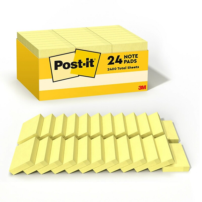 Post-it Notes, 1 3/8" x 1 7/8", Canary Collection, 100 Sheet/Pad, 24 Pads/Pack (65324VADB) image 1