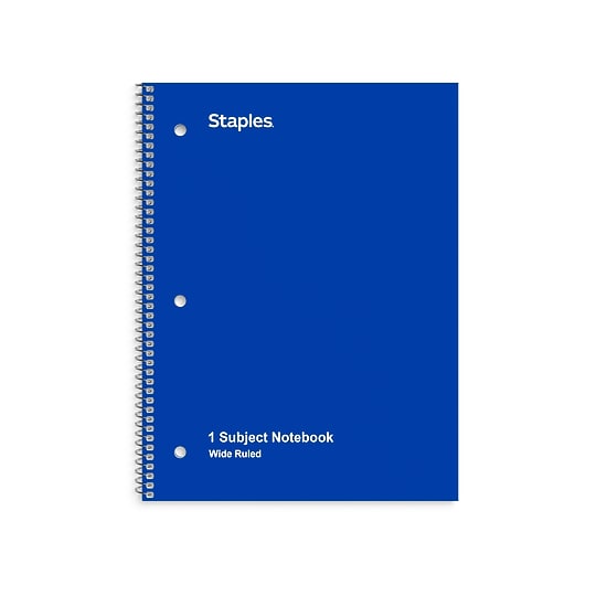 STAPLES 1‑Subject Notebook, 8” x 10.5”, Wide Ruled, 70 Sheets, Blue~#|#~A02EEBDF-411C-43DB-AAA2FEC804DBFECB_sc7