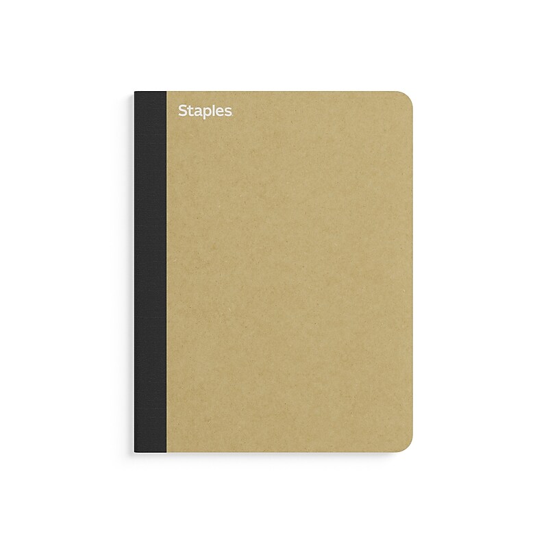 Staples Premium Composition Notebook, 7.5" x 9.75", Wide Ruled, 100 Sheets, Brown (TR52119) image 1