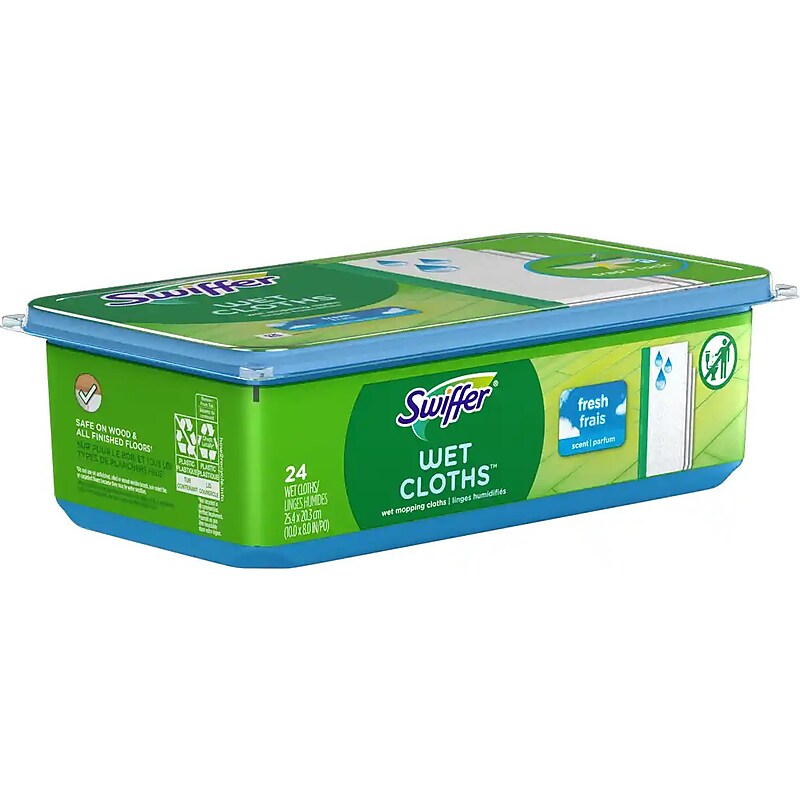 Swiffer Sweeper Wet Mopping Pad Refill, Fresh Scent, White, 24/Pack, 6 Packs/Carton (35155) image 1