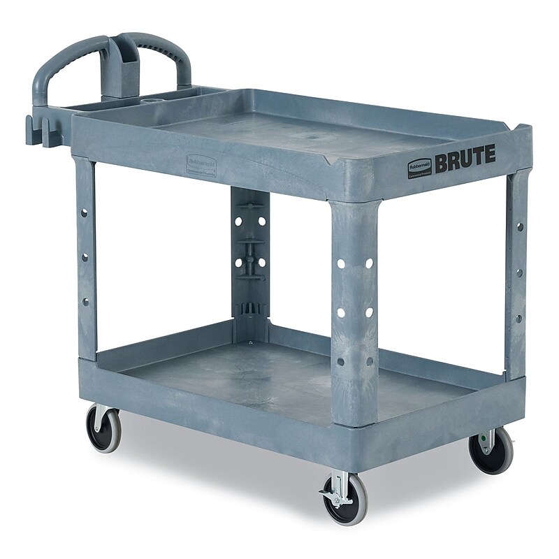 Rubbermaid Commercial BRUTE 2-Shelf Foam Mobile Utility Cart with Casters, Gray (RCP2192464) image 1