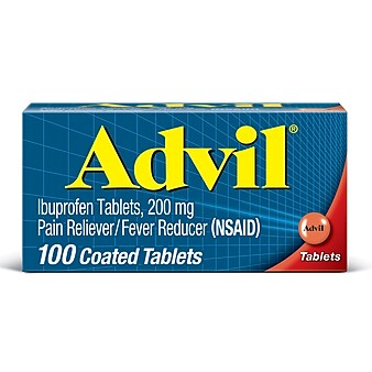 Advil Ibuprofen Pain Reliever/Fever Reducer, 200mg, 100/Box (015040)