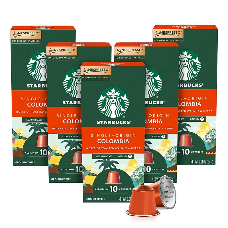 Starbucks Colombia Coffee Nespresso Original Capsules, Medium Roast, 50/Box (109052) image 1