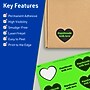 Avery Heart Shaped Laser/Inkjet Multipurpose Labels, 2-9/32" x 1-27/32", Neon Green, 120/Pack (94603)~#|#~A0417BE0-7E79-4FC9-BDAD68642AE47FF9_sc7