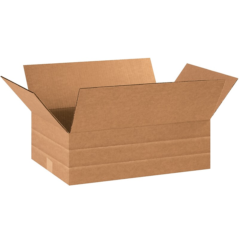 18" x 12" x 6" Multi Depth Shipping Boxes, 32 ECT, Brown, 25 /Bundle (MD18126) image 1