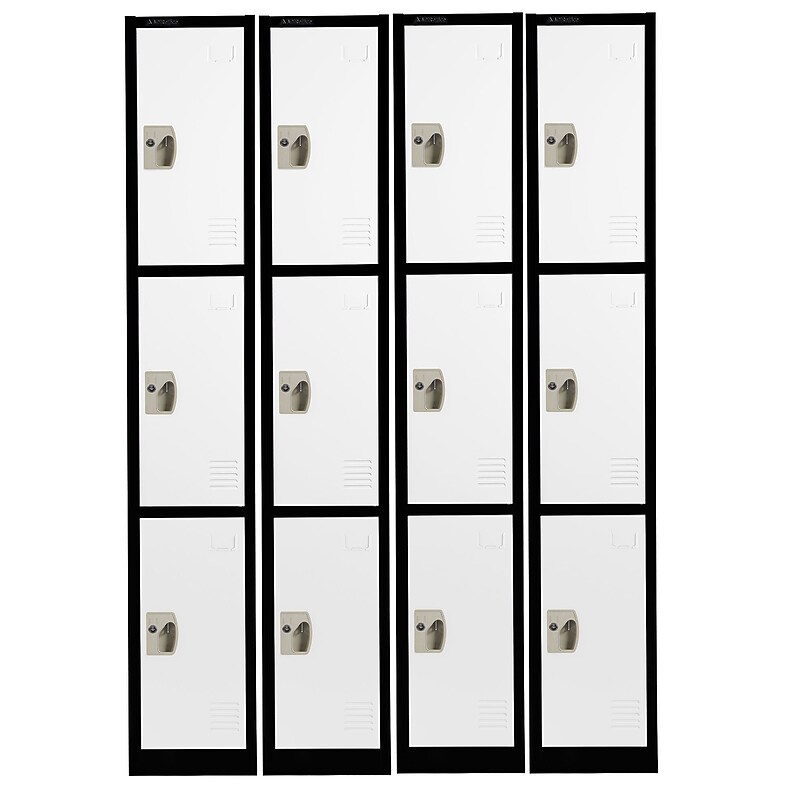 AdirOffice 72'' 3-Tier Black and White Storage Locker, 4/Pack (ADI629-203-B-W-PKG-4) image 1