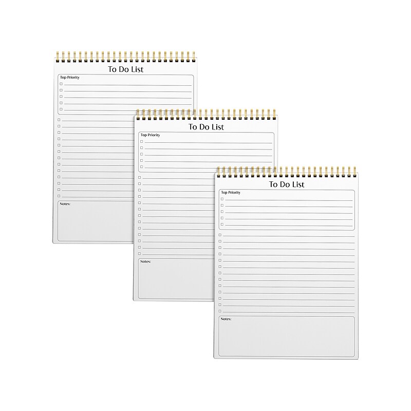 Better Office To-Do List Notepad, 8.5" x 11", Ruled, White, 50 Sheets/Pad, 3 Pads/Pack (25823-3PK) image 1
