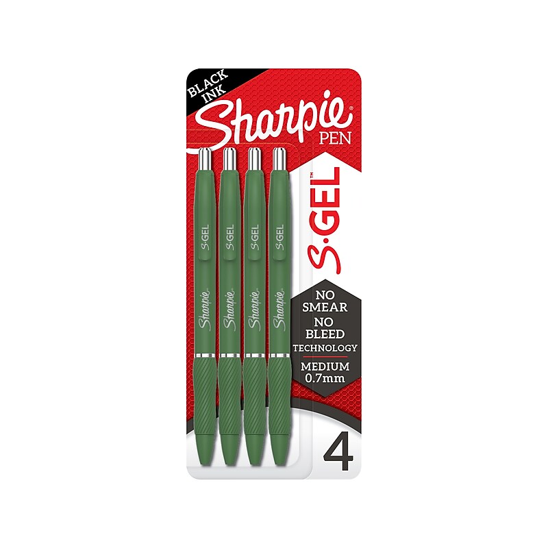 Sharpie S-Gel Retractable Gel Pen, Medium Point, 0.7mm, Black Ink, 4/Pack (2195731) image 1