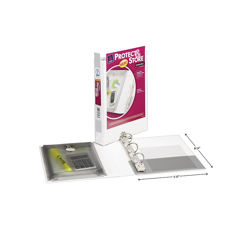 Avery Mini Protect & Store 1" 3-Ring View Binders, White (23011) image 1