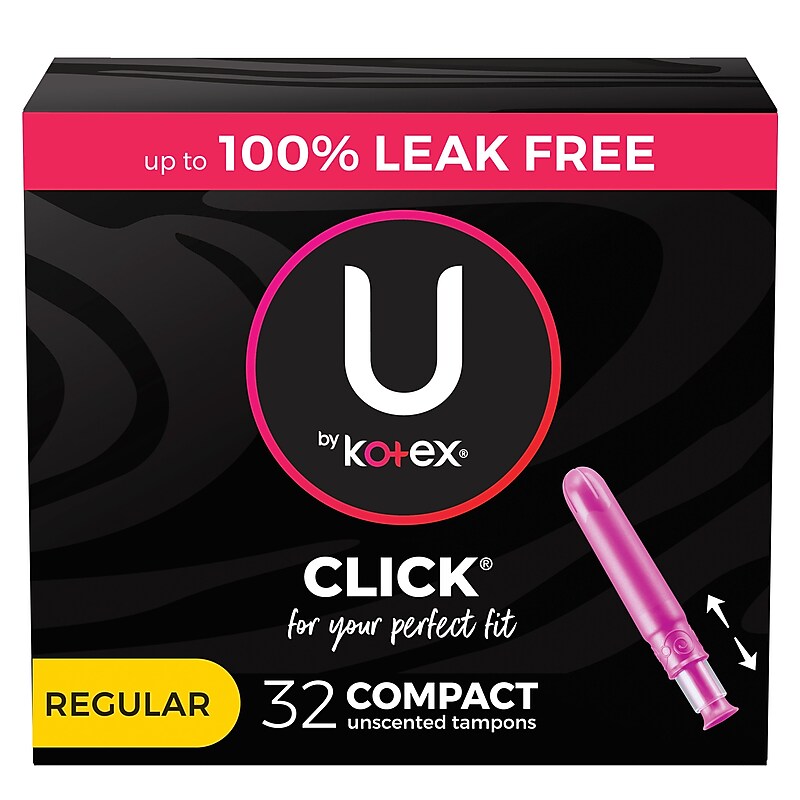U by Kotex Click Regular Compact Tampon, Unscented, 32/Pack (51583) image 1