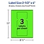 Avery Rectangle Multipurpose Labels, 2.5" x 4", Neon Green, 30/Pack (94245)~#|#~A0679542-4756-4ACC-AE9EEE7A6F6C5DE8_sc7