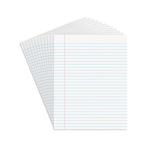 Staples Notepads, 8.5" x 11" (US letter), Wide Ruled, White, 50 Sheets