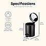 Nine Stars Stainless Steel Step Trash Can, 1.3 Gallon, Black (SOT-5-1MB)~#|#~A06CB35E-EF5E-4547-84B6635A6B38F624_sc7