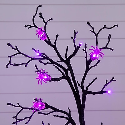 Nearly Natural Pre-Lit Artificial Halloween Spider Twig Tree