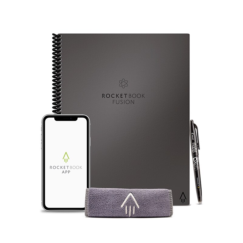 Rocketbook Fusion Reusable Notebook, 8.5" x 11", Graph Ruled, 42 Sheets, Gray (EVRF-L-RC-CIG-FR) image 1