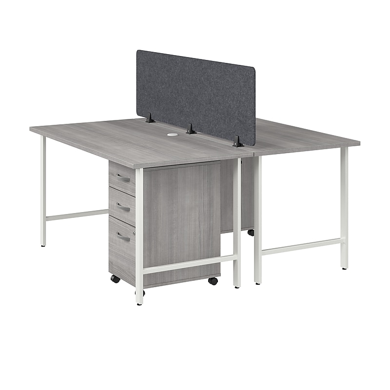 Bush Business Furniture Hustle 30"H x 60"W 2 Person Back to Back Cubicle Workstation, Platinum Gray (HUS014PGSU) image 1