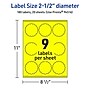 Avery Laser/Inkjet Round Scalloped Multipurpose Labels, 2.5" Dia., Neon Yellow, 180/Pack (94516)~#|#~A0749E2E-BF09-476C-85C4E10FEC8BFC77_sc7
