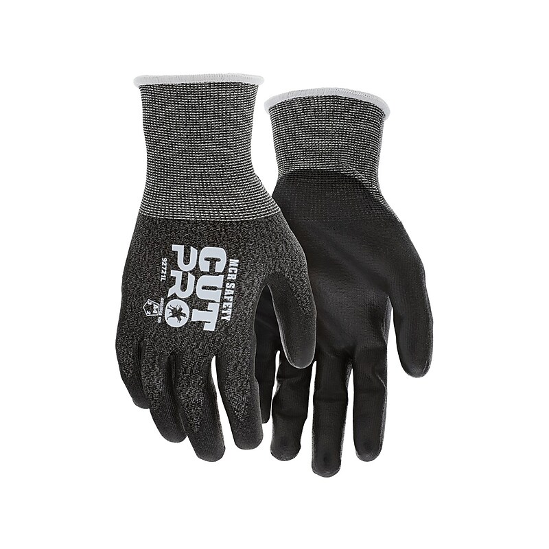 MCR Safety Cut Pro Hypermax Fiber/Polyurethane Work Gloves, Black, L, Pair (92721L) image 1