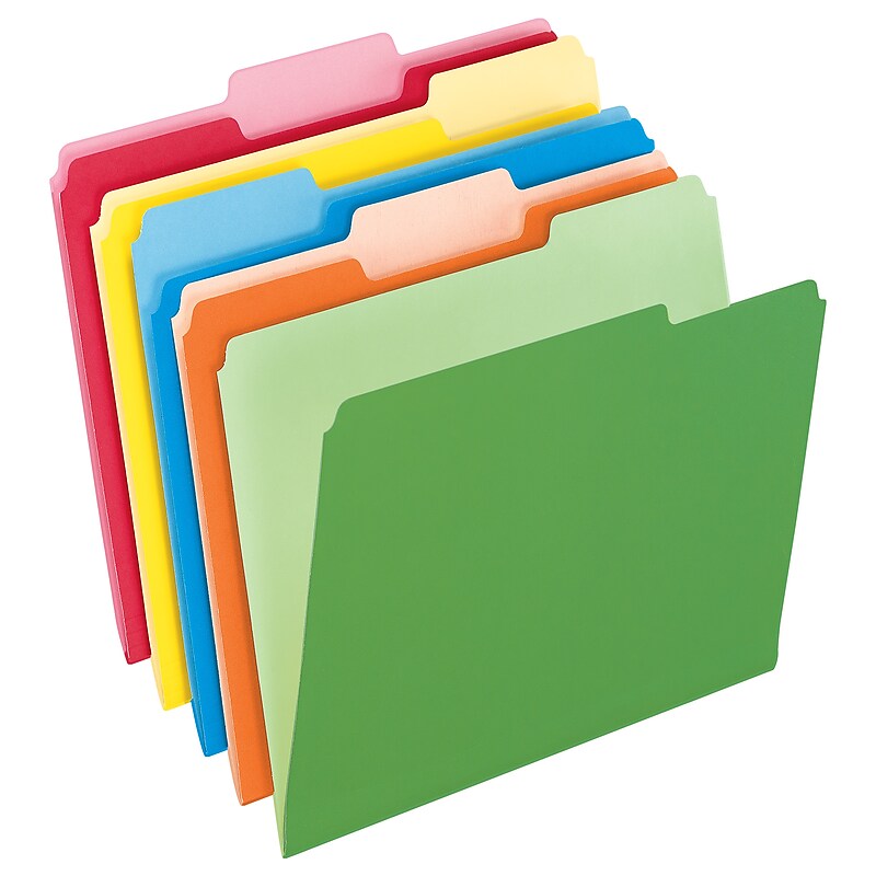 Pendaflex Recycled File Folder, 1/3-Cut Tab, Assorted, Letter Size, Assorted Colors, 100/Box (4210 1/3 ASST) image 1