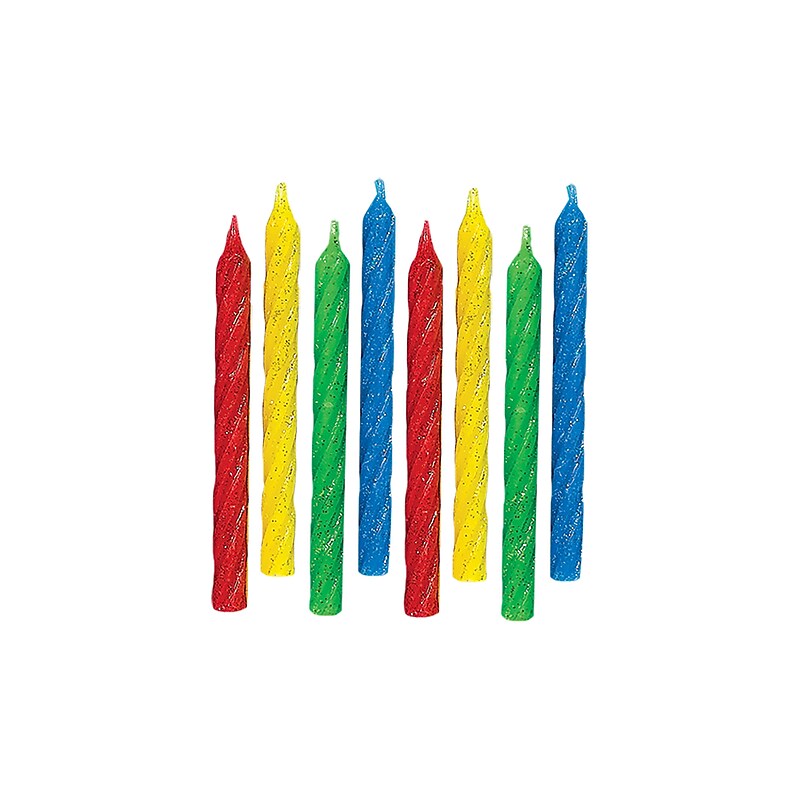 Party City Glitter Spiral Birthday Candles, Assorted Colors, 24/Pack (AM170428C) image 1