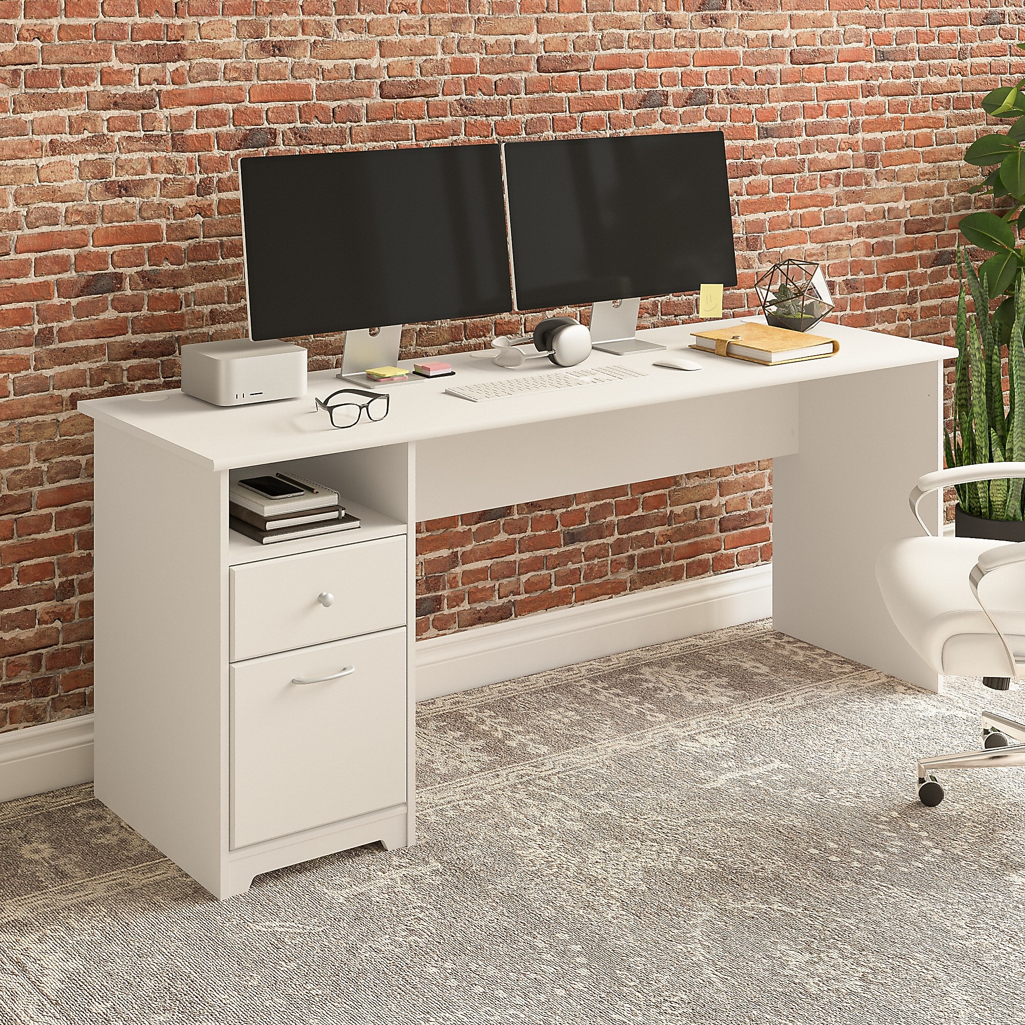 Bush Furniture Cabot 72″W Computer Desk with Drawers, White (WC31972) Sansujyuku sansujyuku.com