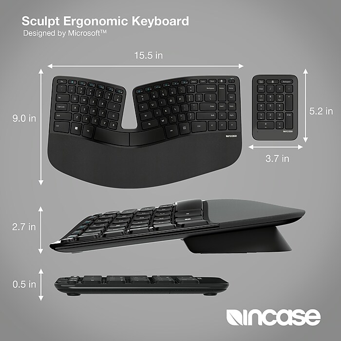 Incase Designed by Microsoft Sculpt Ergonomic Keyboard, Black (5KV