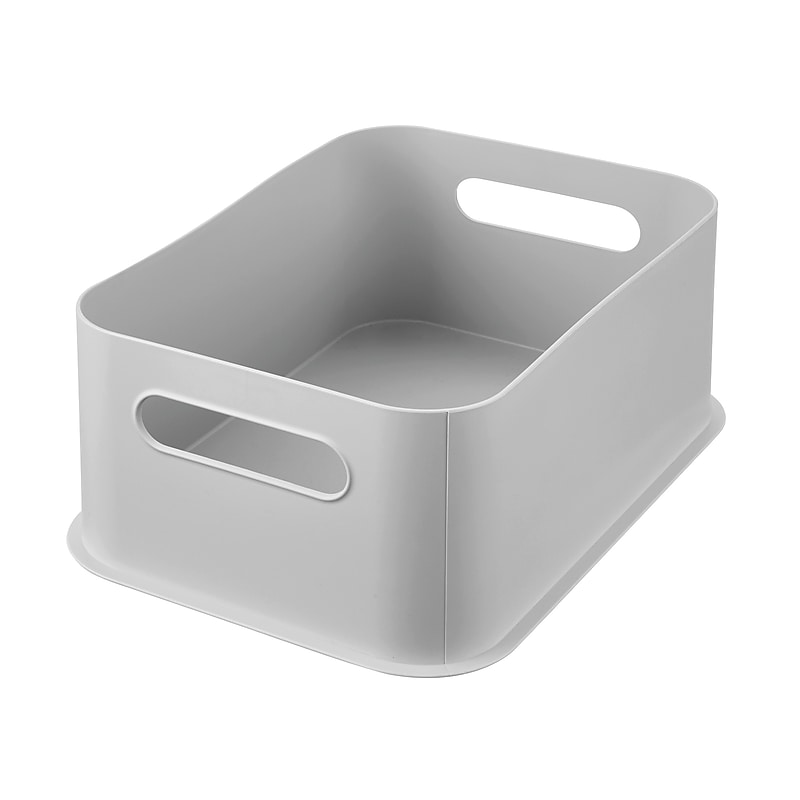 iDESIGN Small Stackable Plastic Storage Bin, Gray (08582) image 1